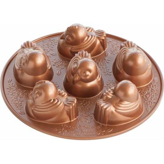 NW Kuřátka plát se 6 formičkami stříbrná 91048 Nordic Ware