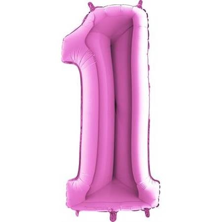 Nafukovací balónek číslo 1 růžový 102cm extra velký