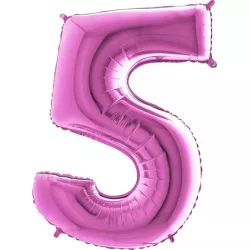 Nafukovací balónek číslo 5 růžový 102cm extra velký