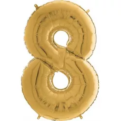 Nafukovací balónek číslo 8 zlatý 66cm