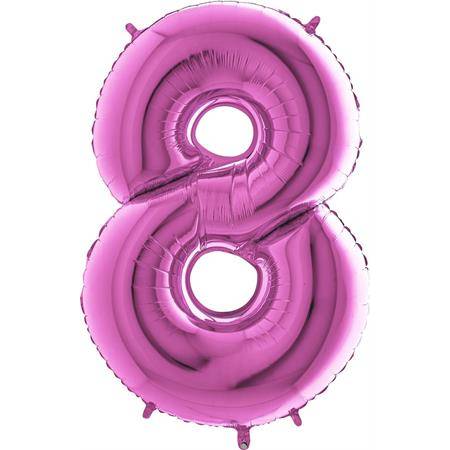 Nafukovací balónek číslo 8 růžový 102cm extra velký
