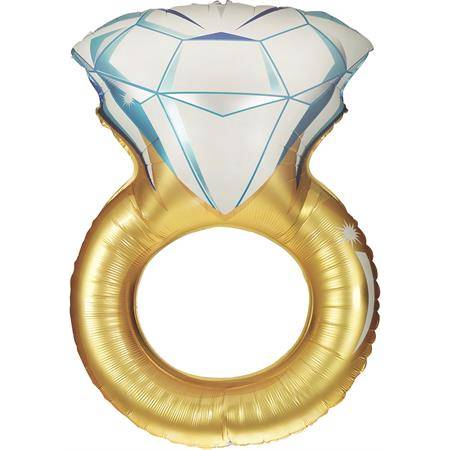 Nafukovací balónek prstýnek zlatý s diamantem 94 cm