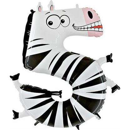 Nafukovací balónek zebra číslo 5 pro děti 102cm