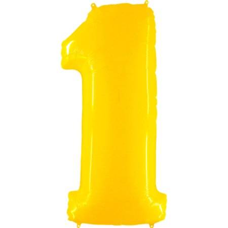Nafukovací balónek číslo 1 žlutý 102cm extra velký