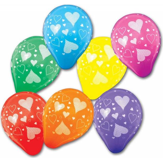 Balónky barevné Srdce 7ks