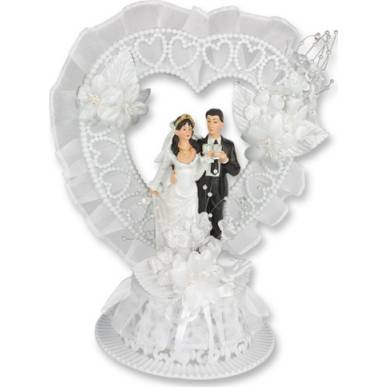Svatební figurka na dort 1ks srdce plast