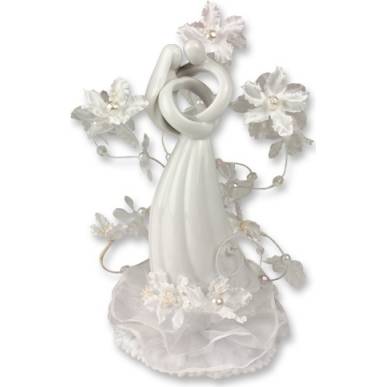 Svatební figurka na dort 1ks porcelánová bílá objetí