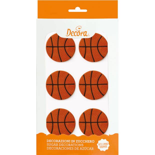 Cukrové zdobení na dort basketbalový míč 4,5cm 6ks