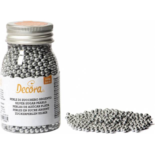 Cukrové zdobení perličky 4mm stříbrné 100g