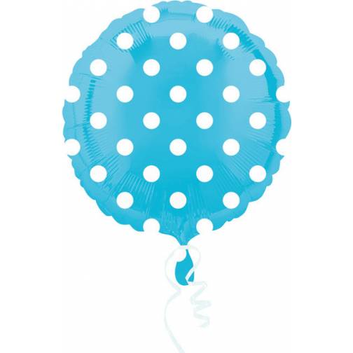 Fóliový balónek 43cm modrý s puntíky