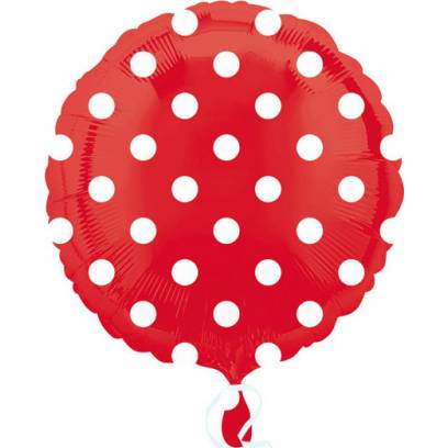 Fóliový balónek 43cm červený s puntíky