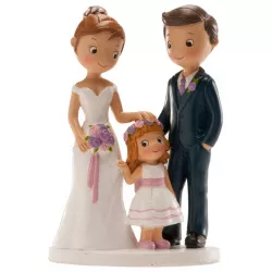 Svatební figurka na dort 16cm manželé s holčičkou