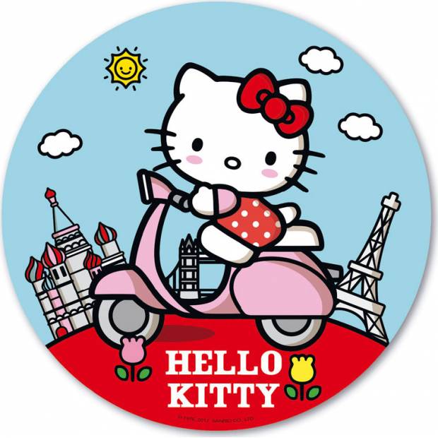 Jedlý papír Hello Kitty na motorce 20cm