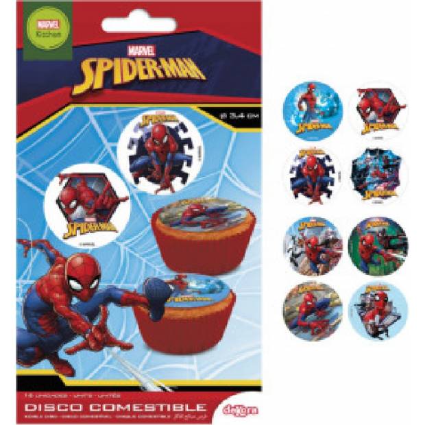 16ks dekorací z jedlého papíru na cupcake 3,4cm Spider man