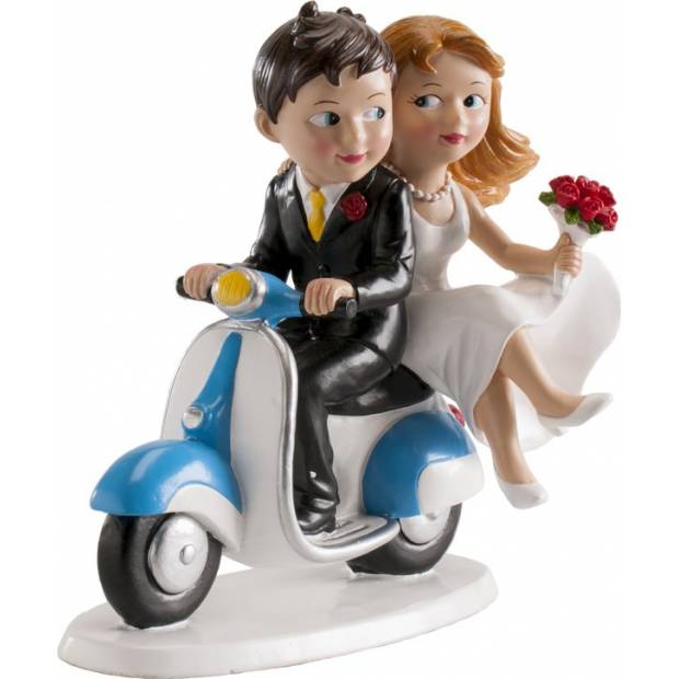 Svatební figurka na dort svatba na motorce