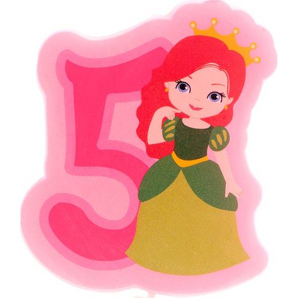 Svíčka na dort číslice pět princezna 7cm