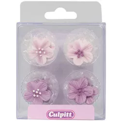 Cukrová dekorace fialové květiny 12ks 3 cm - Culpitt