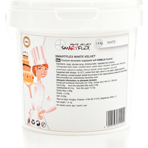 Smartflex WHITE Velvet Vanilka 1,4 kg (Potahovací a modelovací hmota na dorty)
