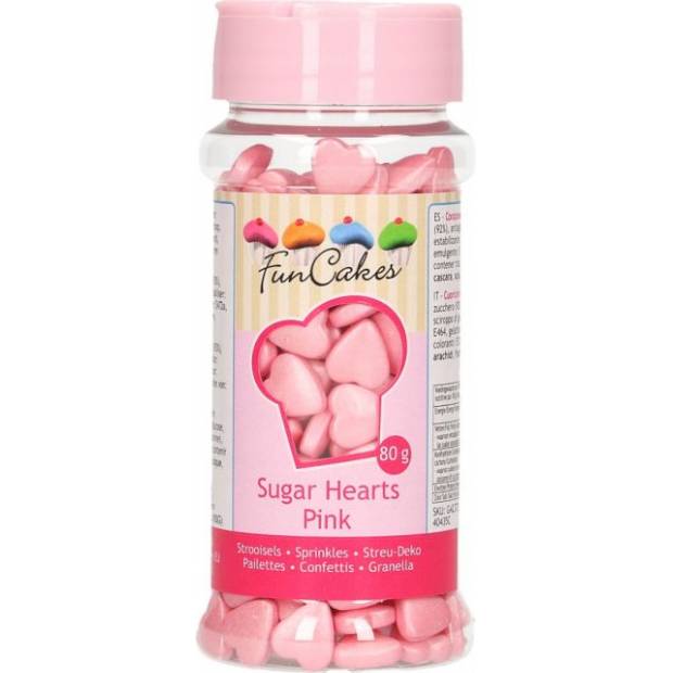 Cukrové sypání růžová srdíčka 80g