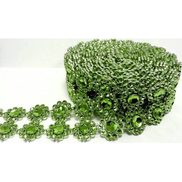 Diamantový pás plastový květinový zelený (3 cm x 3 m) 6025 dortis