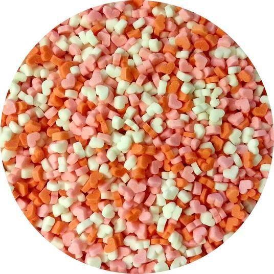 Cukrová srdíčka 3D růžová, červená a bílá (50 g) FL25849-1 dortis