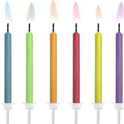 PartyDeco svíčky s barevným plamenem (6 ks) SCK-1 dortis