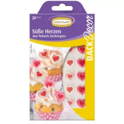 Cukrová dekorace na zdobení srdíčka 24ks