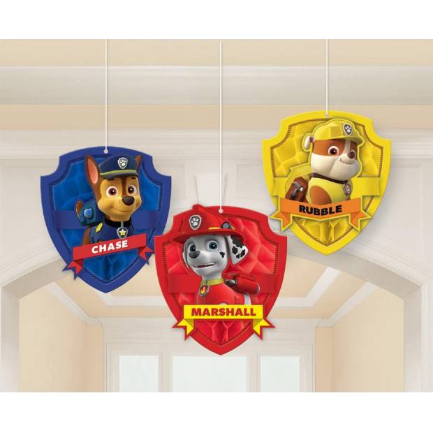 Párty dekorace k zavěšení papírová 3ks 17cm Paw Patrol - tlapková patrola