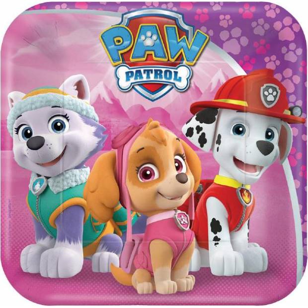 Papírový talíř 8ks Paw Patrol čtvercové 18x18cm