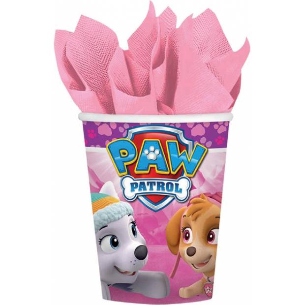 Kelímky papírové 8ks Paw Patrol růžové 250ml