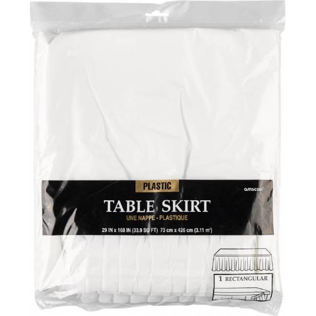 Rautová sukně na stůl bílá 426 x73cm