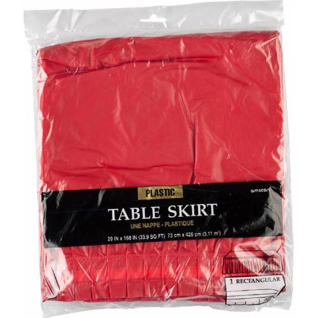 Rautová sukně plastová na stůl červená 426 x73cm