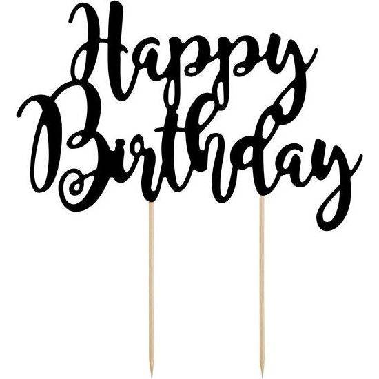 PartyDeco zapichovací dekorace na dort černá Happy Birthday KPT11-010 dortis
