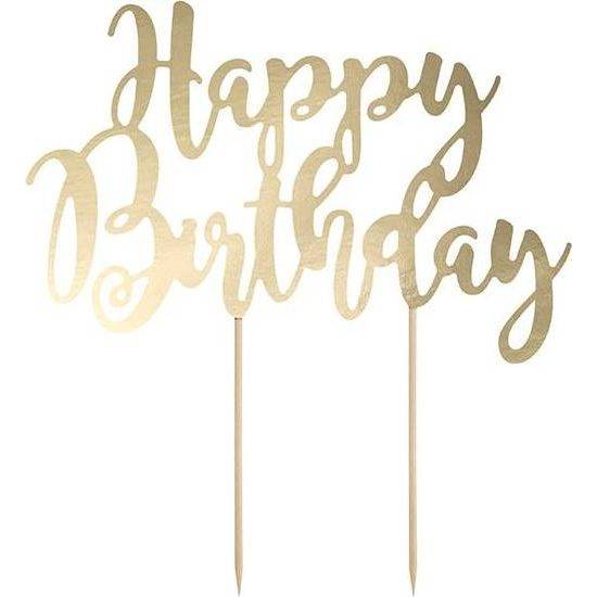 PartyDeco zapichovací dekorace na dort zlatá Happy Birthday KPT11-019M dortis