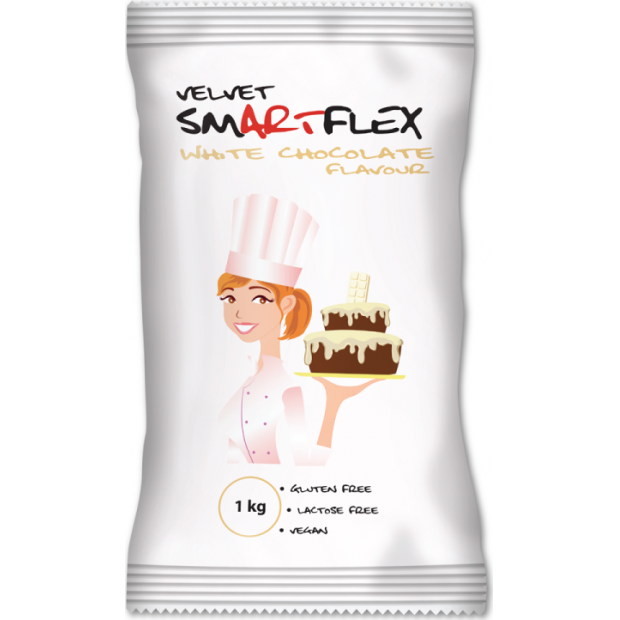 Smartflex Velvet Bílá čokoláda 1 kg v sáčku (Potahovací a modelovací hmota na dorty) 0114 dortis