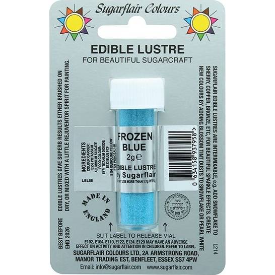 Jedlá prachová perleťová barva Sugarflair (2 g) Frozen Blue E144 dortis