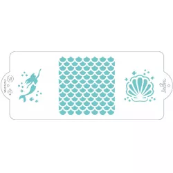 Stencil šablona na dort 10x25cm rybí šupiny - mořská víla