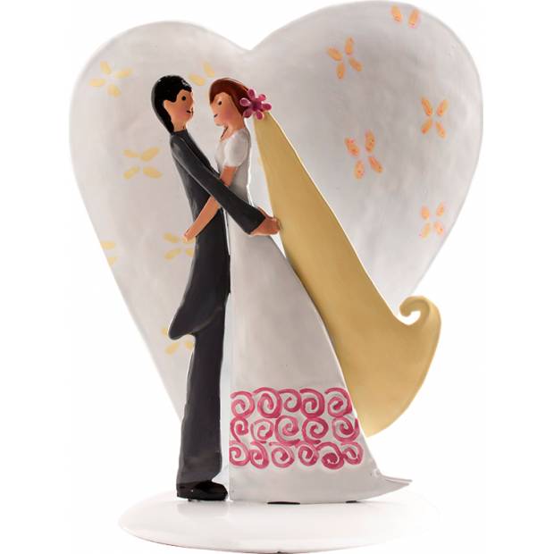 Svatební figurka na dort plechová srdce
