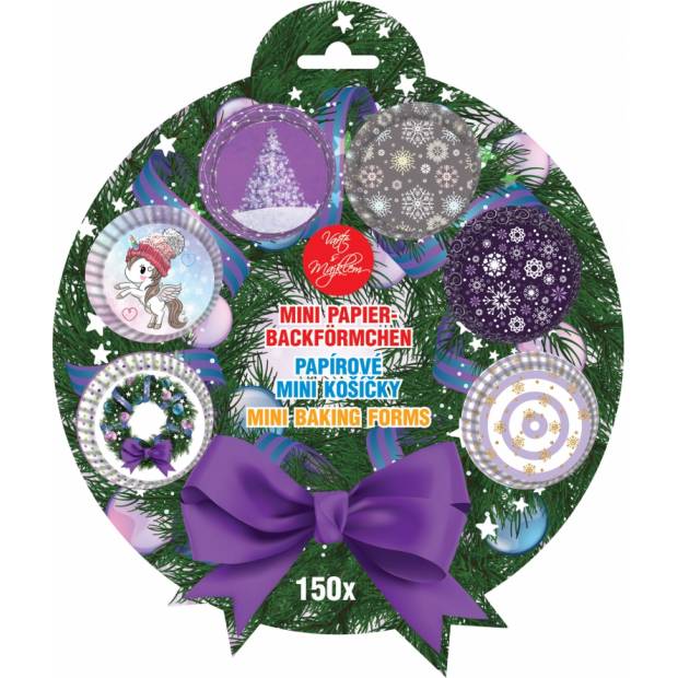 Papírové mini košíčky  vánoční fialové 150ks