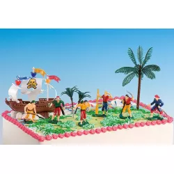 Figurky na piráti, loď a palmy