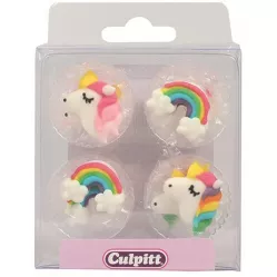 Cukrová dekorace - Duha a jednorožci - 12ks