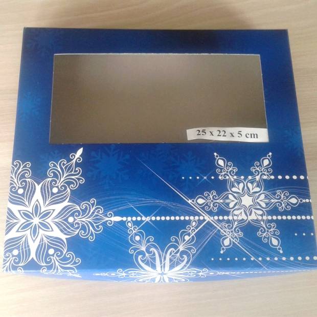 Vánoční krabice na cukroví modrá 25 x 22 x 5 cm