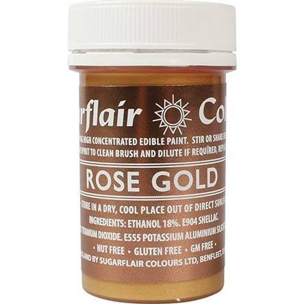 Tekutá glitterová barva Sugarflair (20 g) Rose Gold Paint T311 dortis