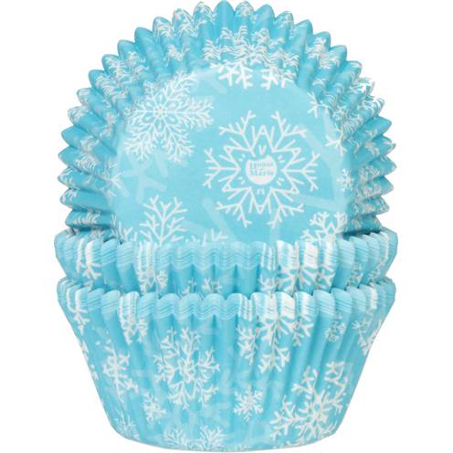 Košíčky na muffiny modré, sněhové vločky 50x33 mm - House of Marie