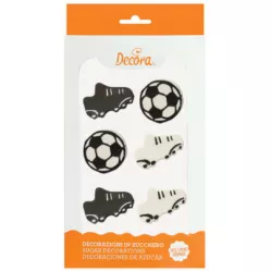 Cukrová dekorace na dort fotbal, 6ks