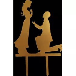 Zapichovací dekorace na dort, žádost o ruku, zlatá