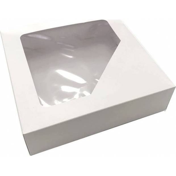 Krabice na zákusky bílá s okénkem (22 x 22 x 6 cm) RN001 dortis