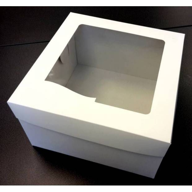 Dortová krabice bílá čtvercová s okénkem 10ks (31,7 x 31,7 x 19,5 cm)