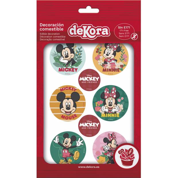 Dekorace z jedlého papíru na cupcaky Mickey a Minnie 5,8cm 6ks