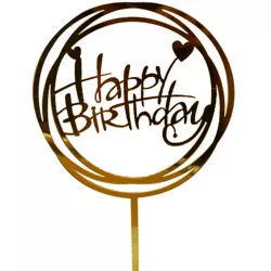 Zápich do dortu Happy Birthday v kruhu 10cm